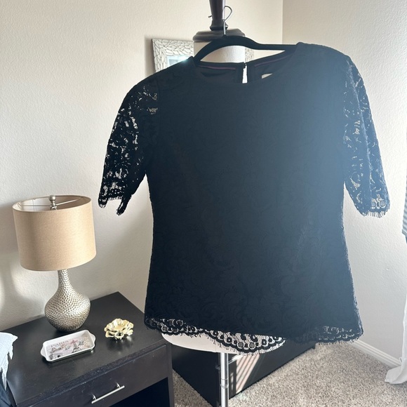 Ted Baker Alina Set, Scalloped Edge Lace top and matching shorts set in black - Picture 6 of 12